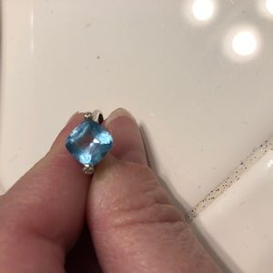 Stunning Blue Topaz and White Gold Ring